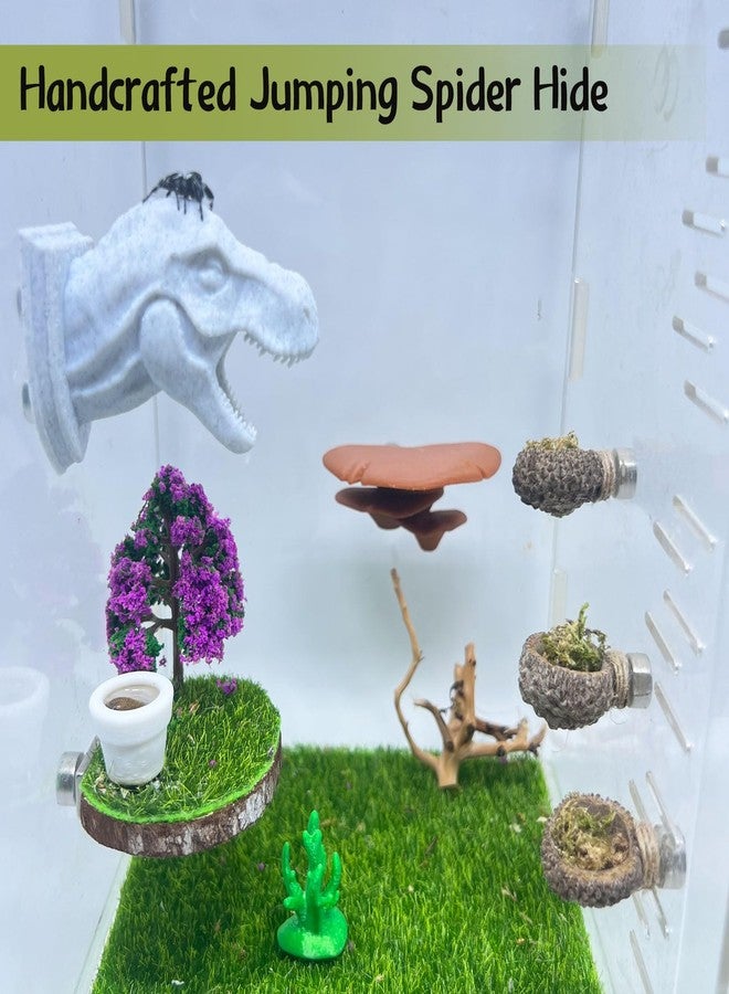 Daerky Jumping Spider Hide,3D Printed Dinosaur Head - A Fun Habitat for Jumping Spiders, Small Reptiles, and Small Pets, Suitable for Home Decor with Animal Enclosures (Marble Color) - Image 2